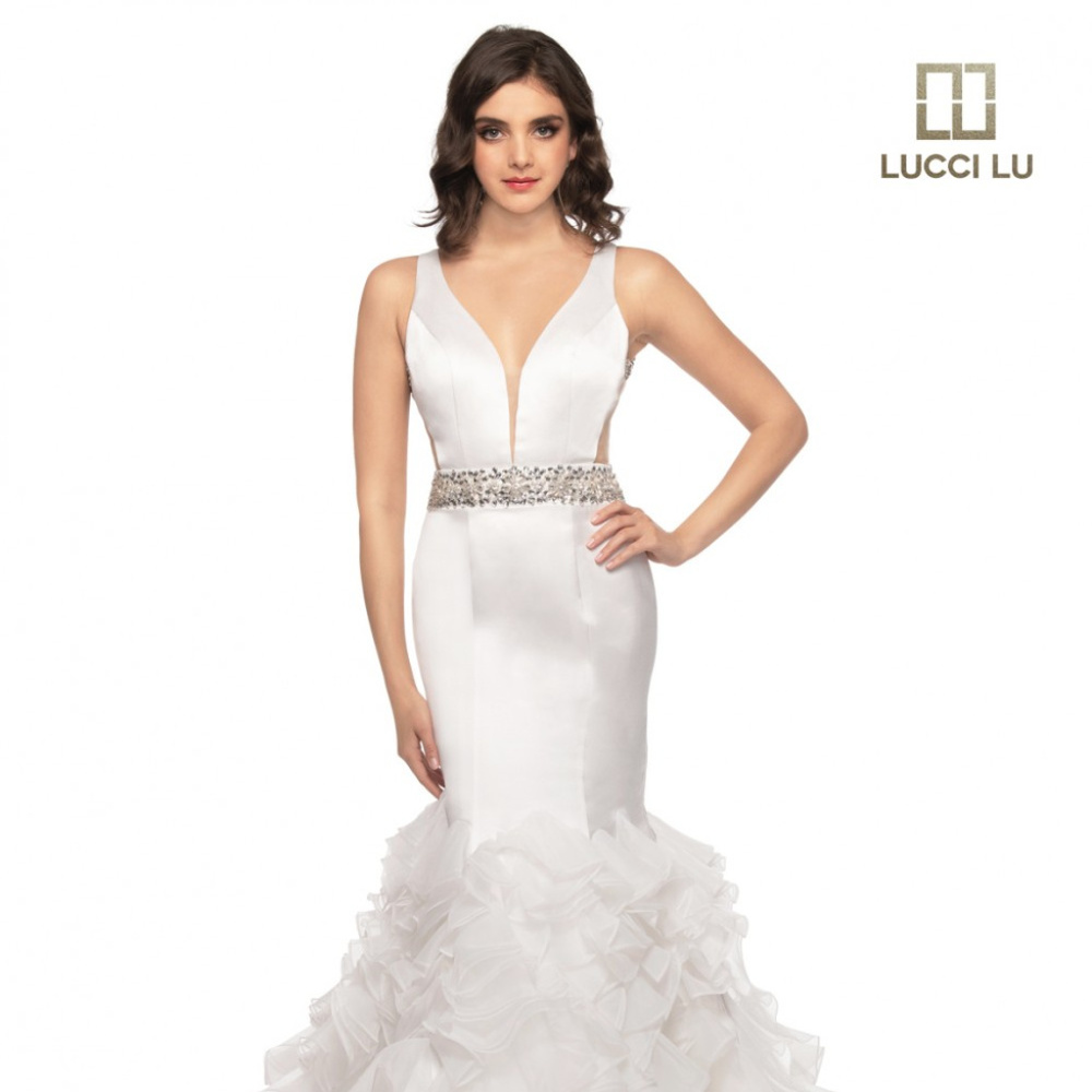 PROM mermaid style ivory dress is on sale